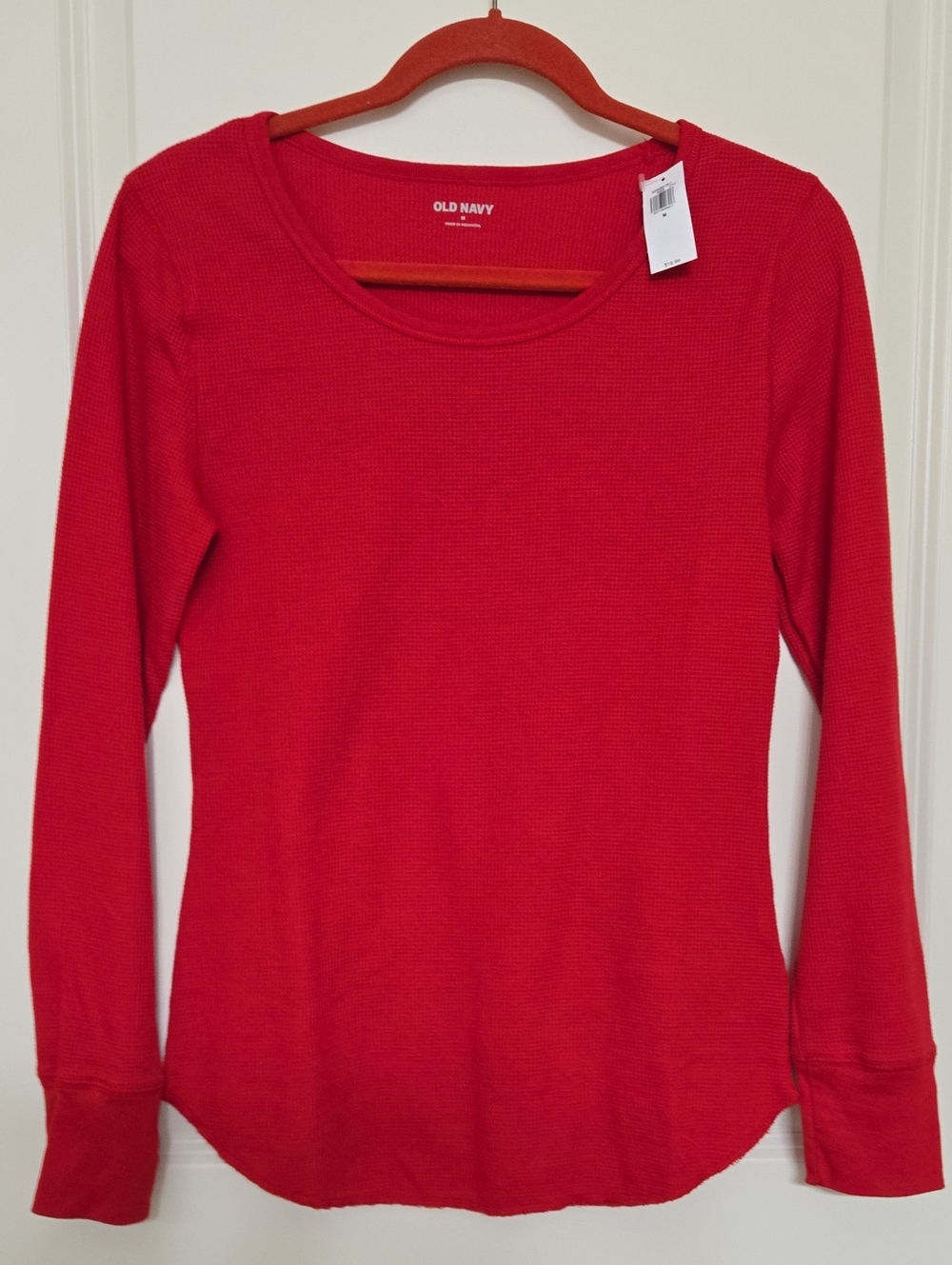 Old Navy Red Long-Sleeve Waffle Thermal Top